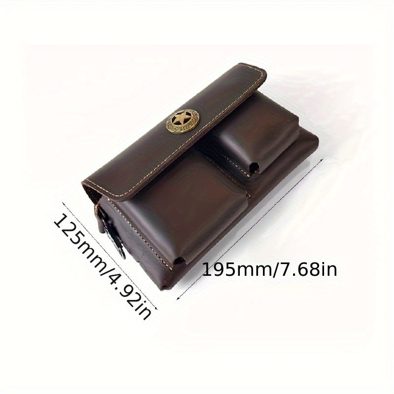 Men's Genuine Leather Belt Bag Multi-function Storage Bag For Keys, Mobile Phones, Tissues, Chargers, Multi-pocket Waist Bag