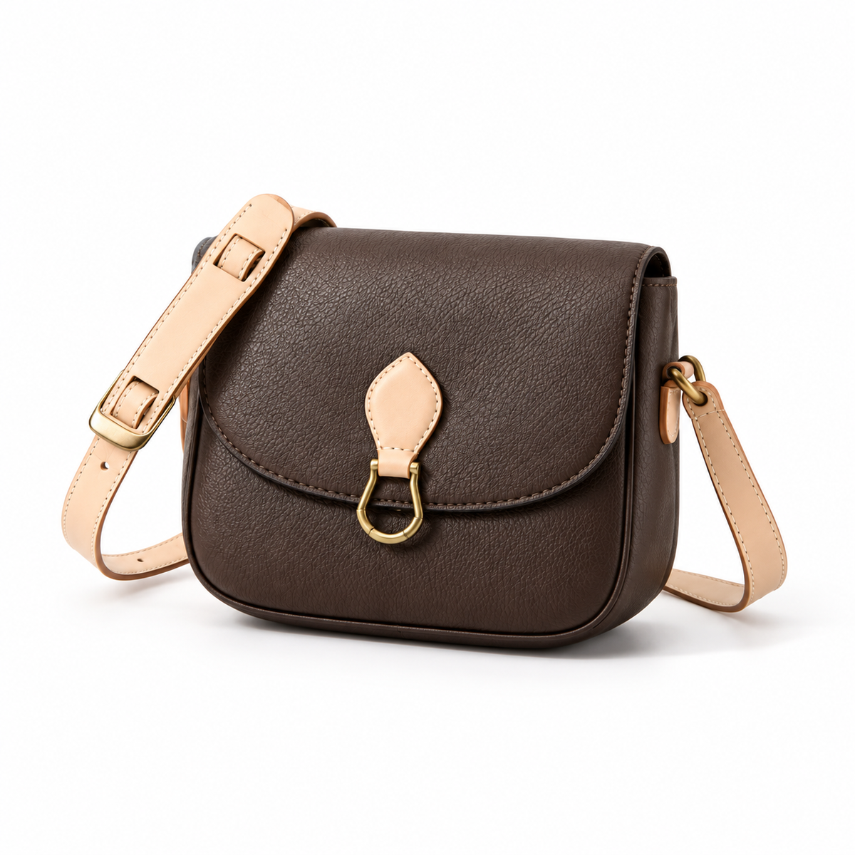 Vintage Brown Saddle Crossbody Shoulder Bag