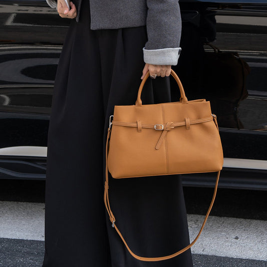 Top-Grain Cowhide" New Commuter Tote Bag, Women's Large-Capacity Hand-Held Crossbody Bag, High-End Single-Shoulder Women's Bag, And High-Quality Genuine Leather Bag
