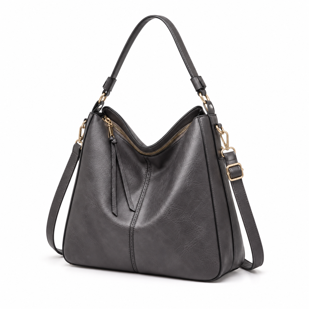 Charcoal Grey Hobo Shoulder Crossbody Bag