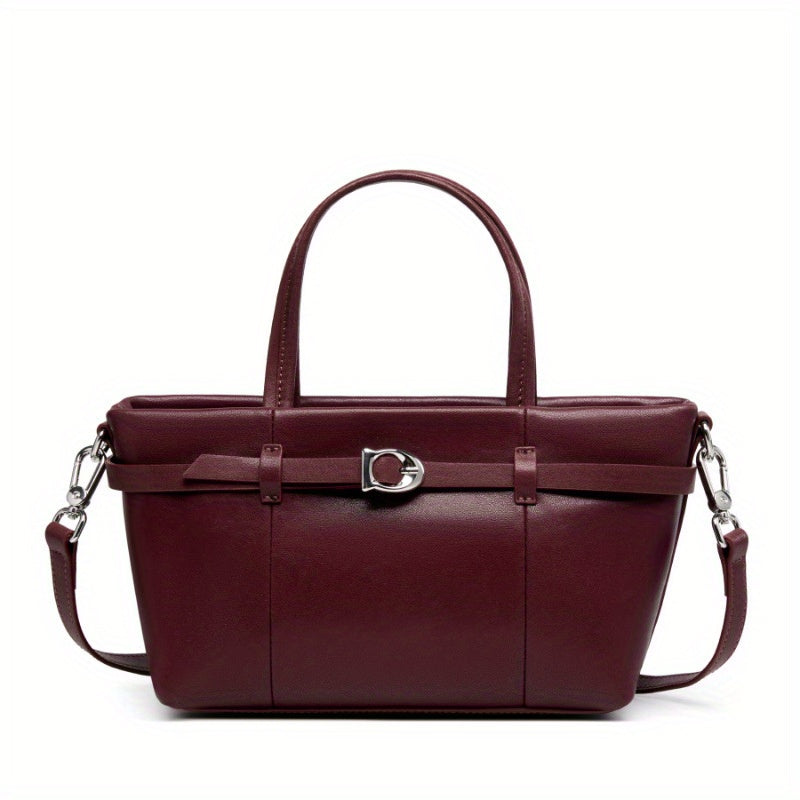 Vintage Crossbody Bag for Women - Genuine Leather Vegetable Basket Shoulder Bag with Adjustable Strap & Metallic Clasp