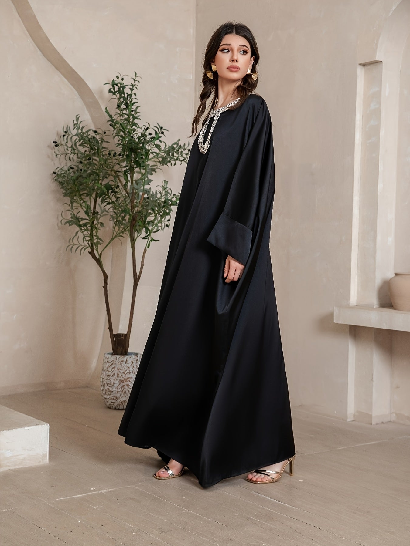 Women's Abaya Islamic Robe - Elegant Long Maxi Kaftan Dress with Floor Coverage, Formal & Everyday Muslim Gown - Machine Washable Islamic Clothing for Women - Non-See Through Islamic Dress