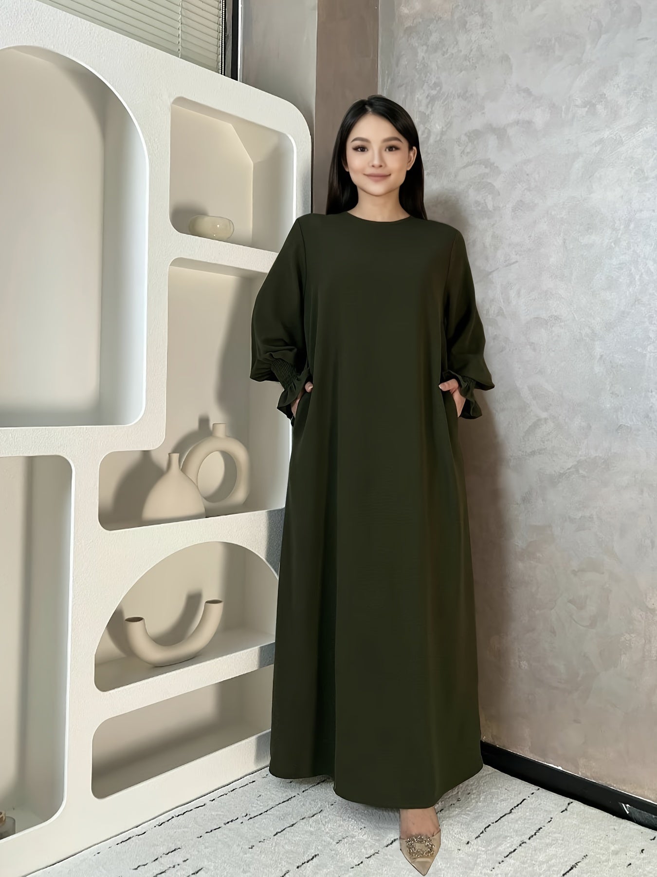 Soft Crepe Material With Pocket Muslim Lady Abaya Prayer Abaya