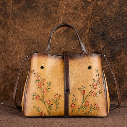Vintage Embossed | Handmade Genuine Leather Women’s Handbag | Large Capacity, Crossbody & Shoulder Bag