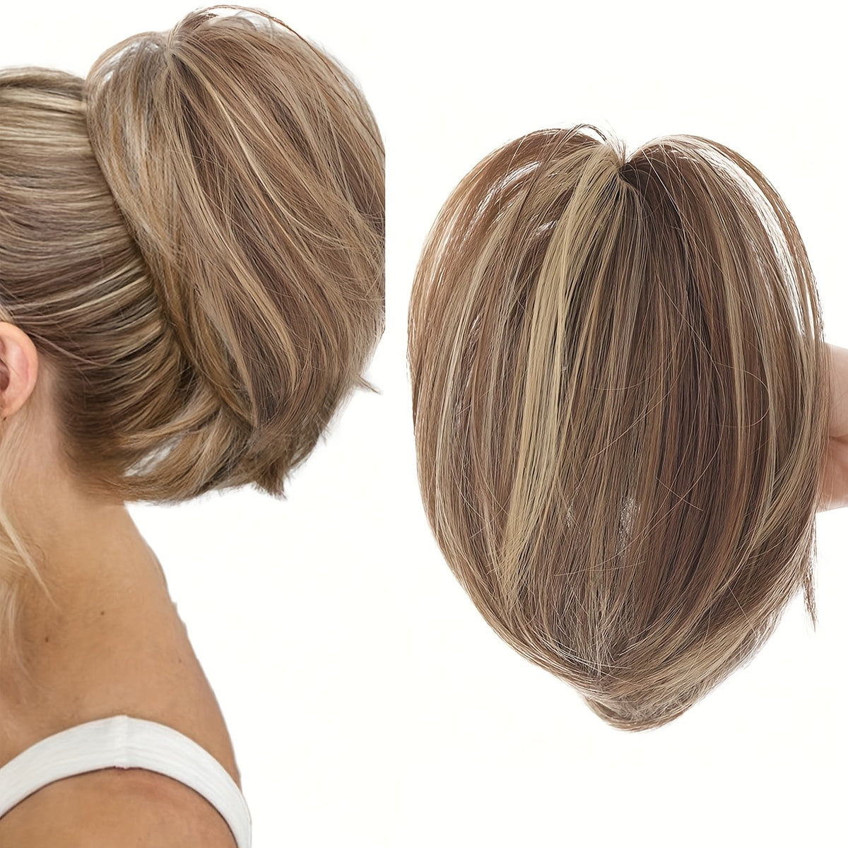 Messy Bun Hair Clip For Women | Straight Ponytail Extension 8inch Black