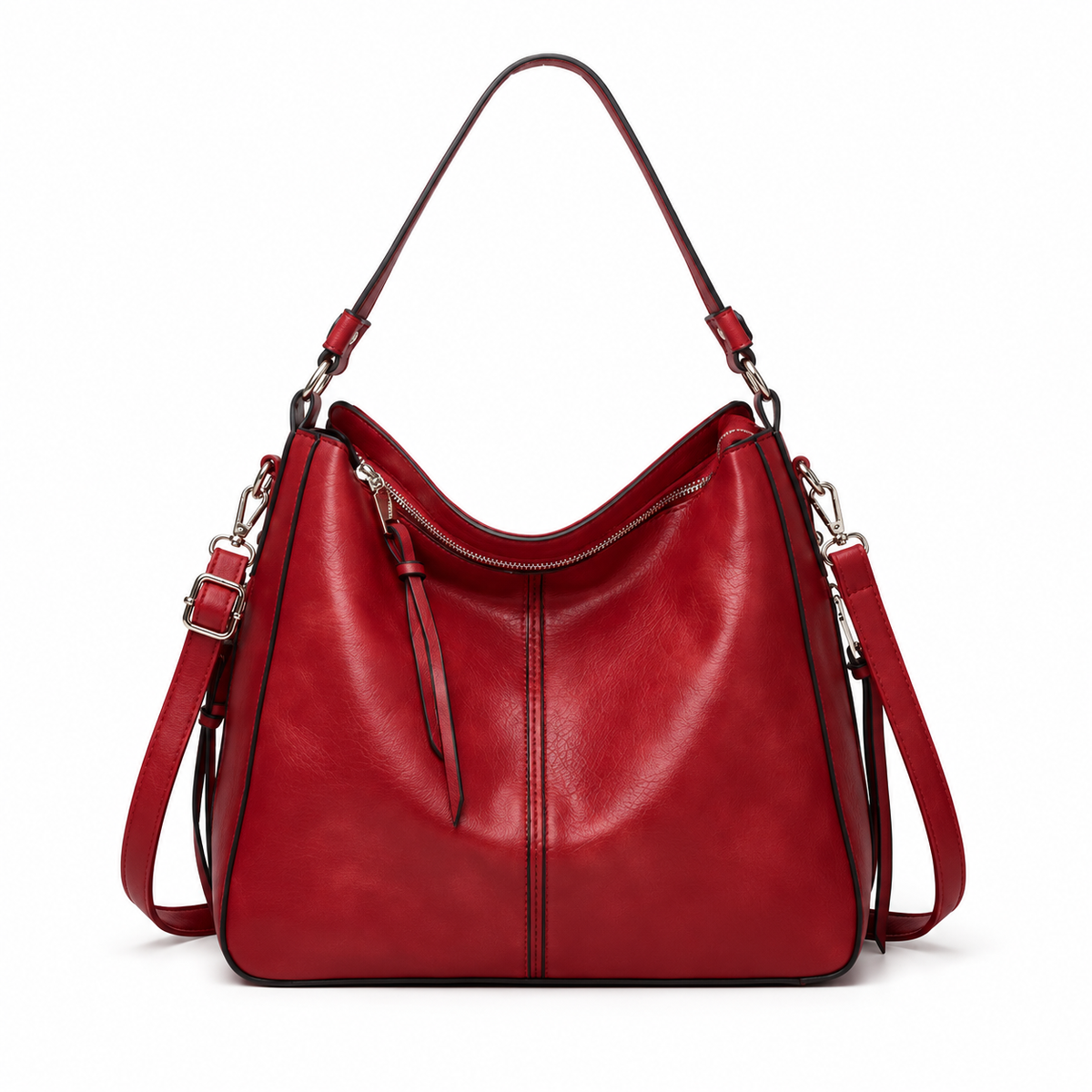 Classic Red Hobo Shoulder Crossbody Bag