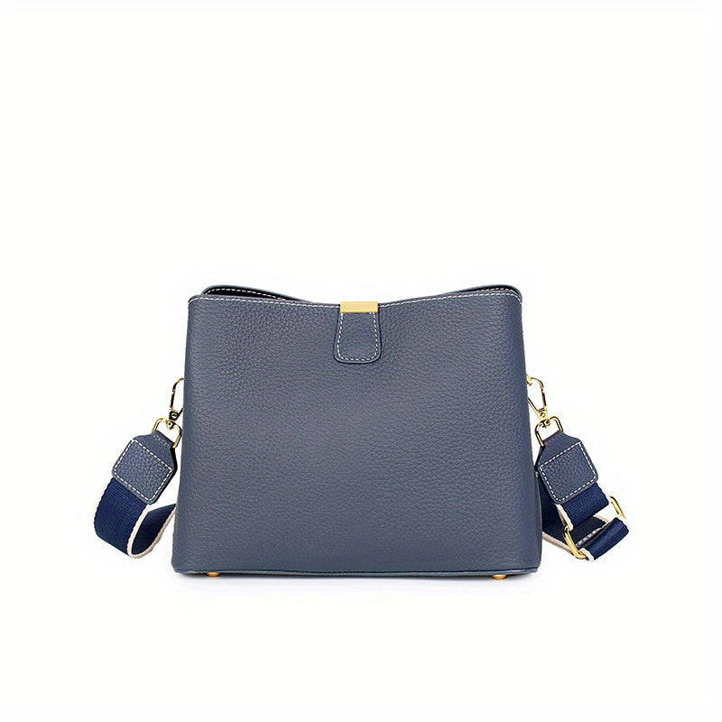 2025 New Model, High-End Grey Leather Women'S Handbag, Cowhide Large Capacity Bucket Bag, Versatile Commuting Shoulder Crossbody Bag, Lightweight And Fashionable Daily Bag
