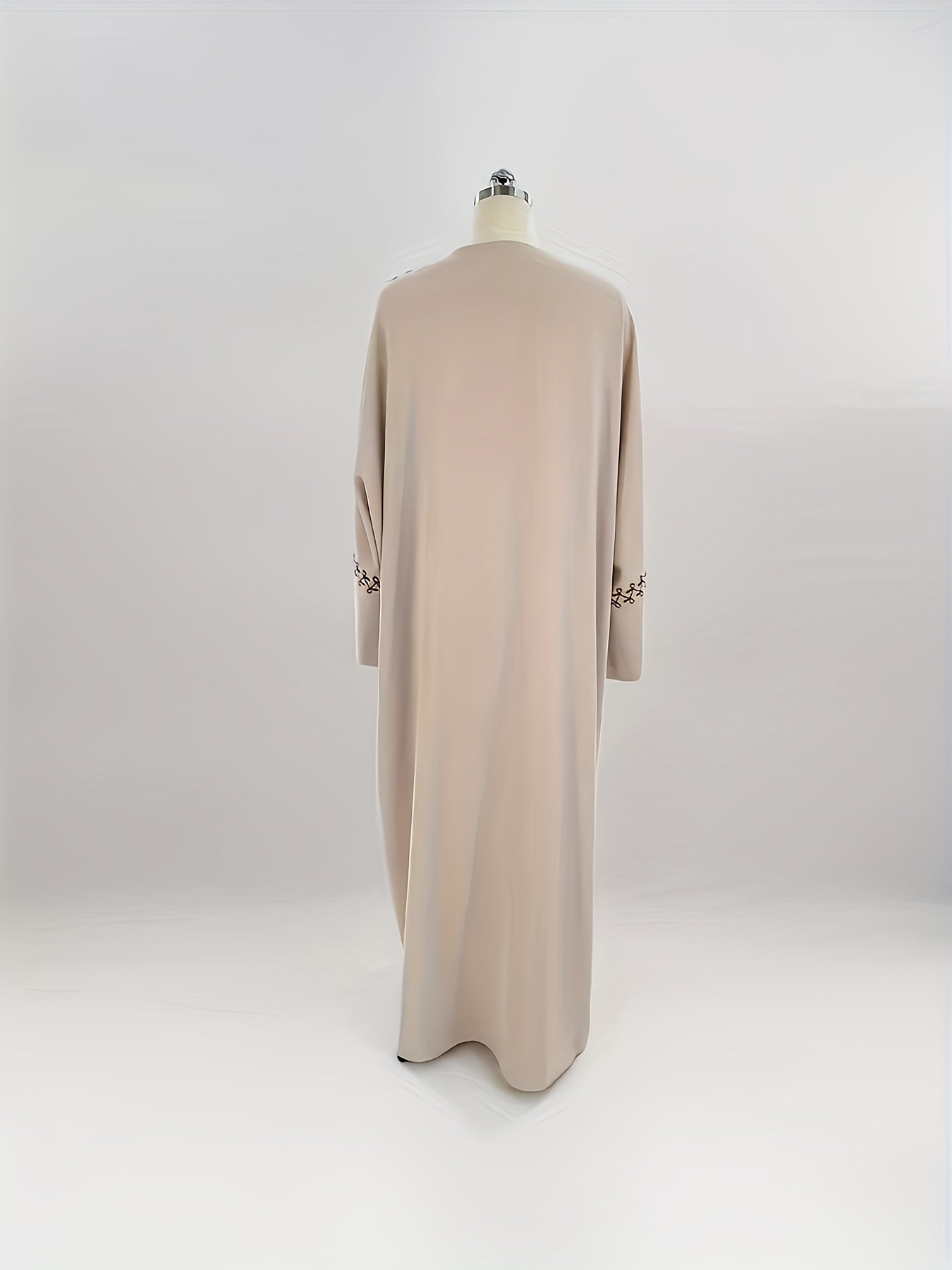 Plus Size - Plus Size Women's Long Sleeve Open Front Middle Eastern-Inspired Abaya Burqa with Headscarf - Casual, Machine Washable, Dry Cleanable, Versatile for All Seasons