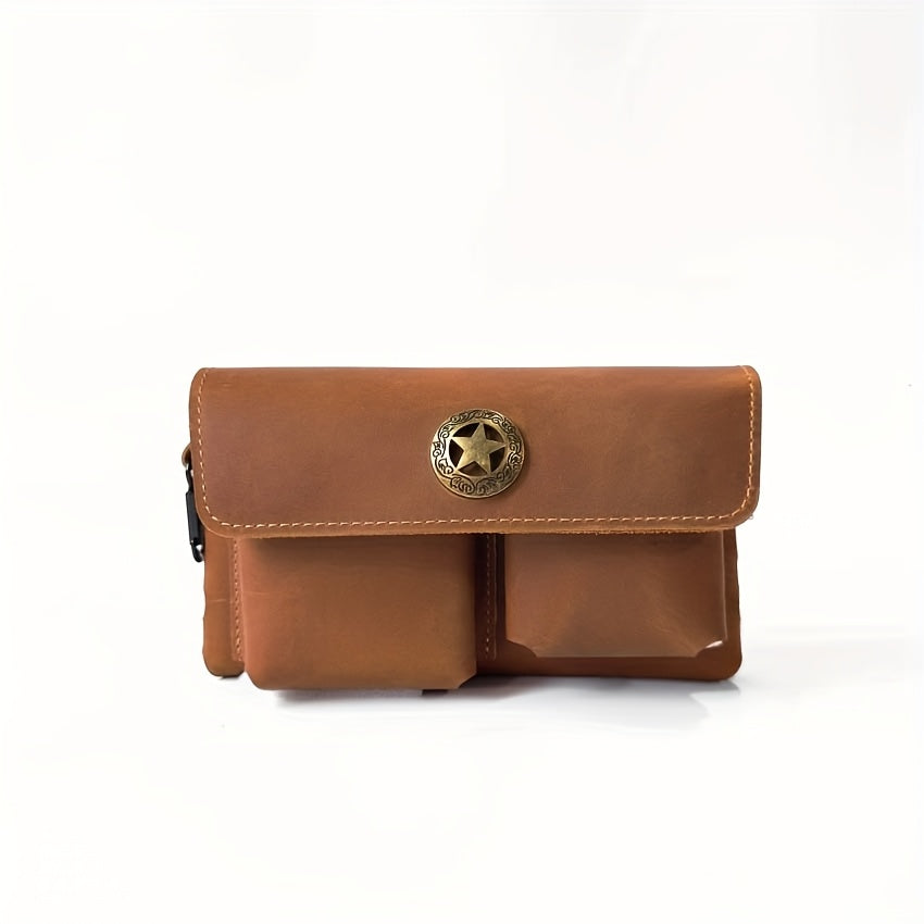 Men's Genuine Leather Belt Bag Multi-function Storage Bag For Keys, Mobile Phones, Tissues, Chargers, Multi-pocket Waist Bag