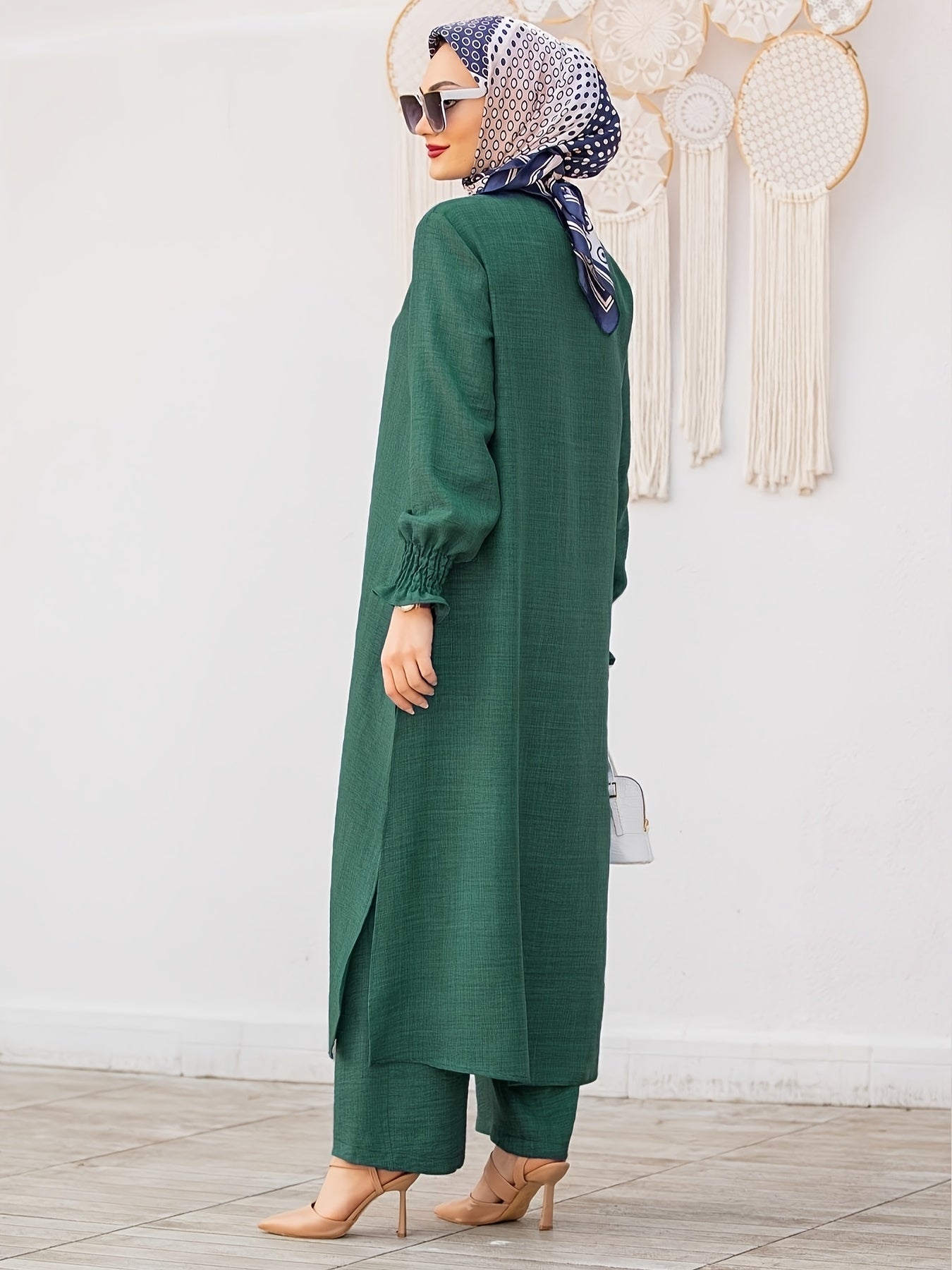 Middle East Ramadan Elegant Pure Muslim Pakistani Abaya Casual Pants Set - Fashionable and Comfortable Design, Perfect for Daily Wear