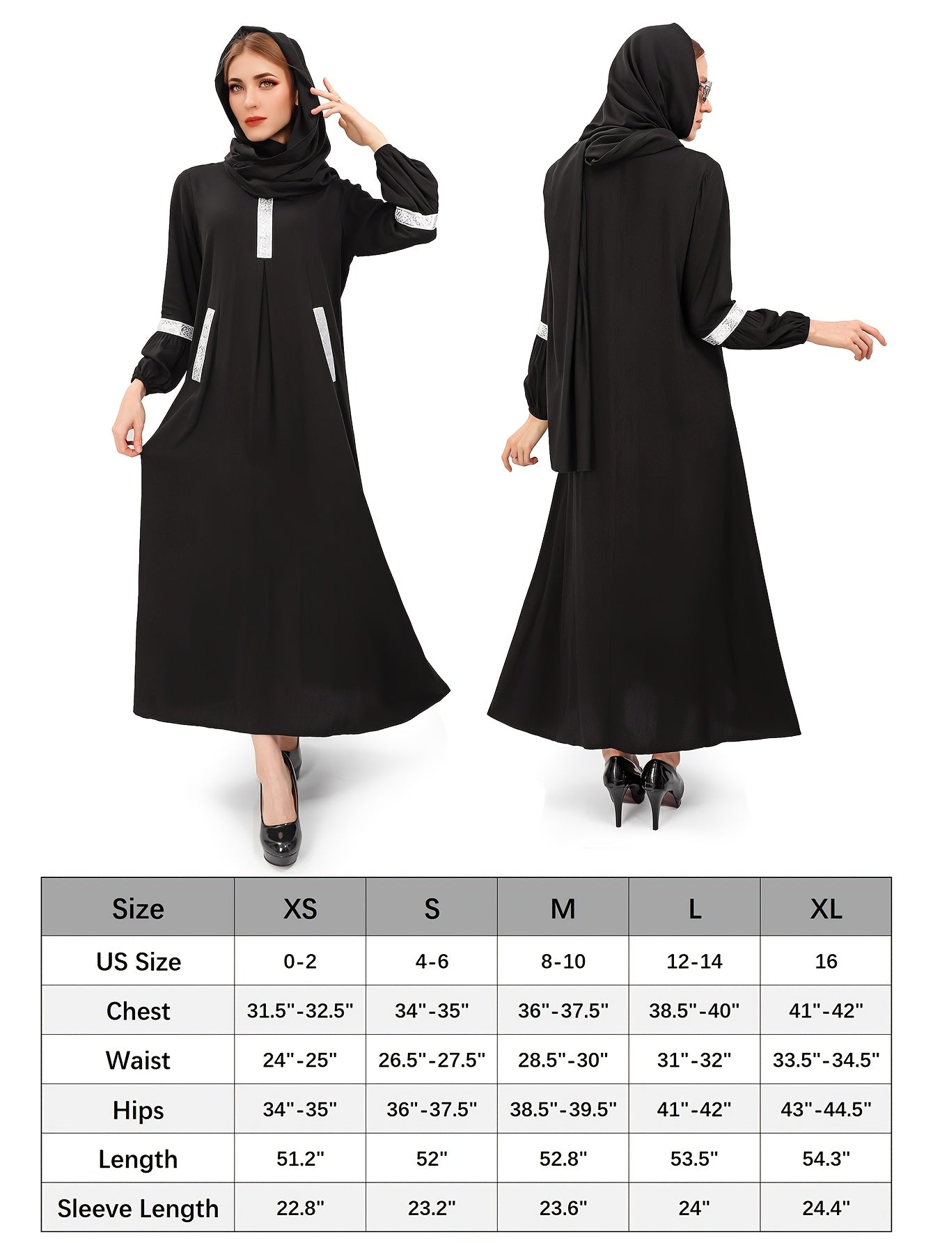 Muslim Abayas Dress With Hijabs Long Sleeve Modest Dubai Outfits