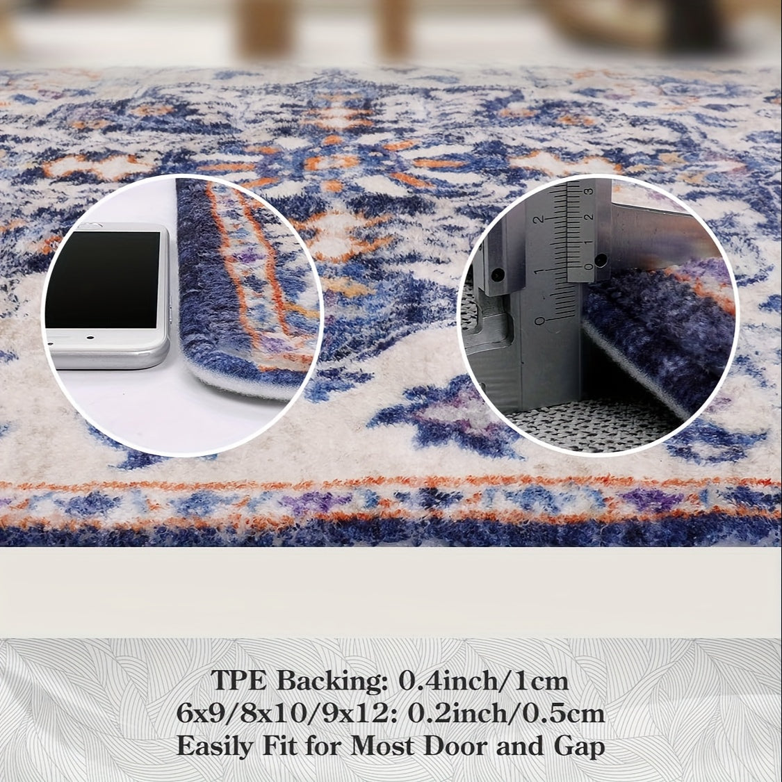 Bohemian Round Rug Bedroom Round Area Rug Soft Bathroom Circle Mat, Vintage Machine Washable Non Slip Low Pile Indoor Floor Carpet For Kitchen, Laundry Room, Entryway