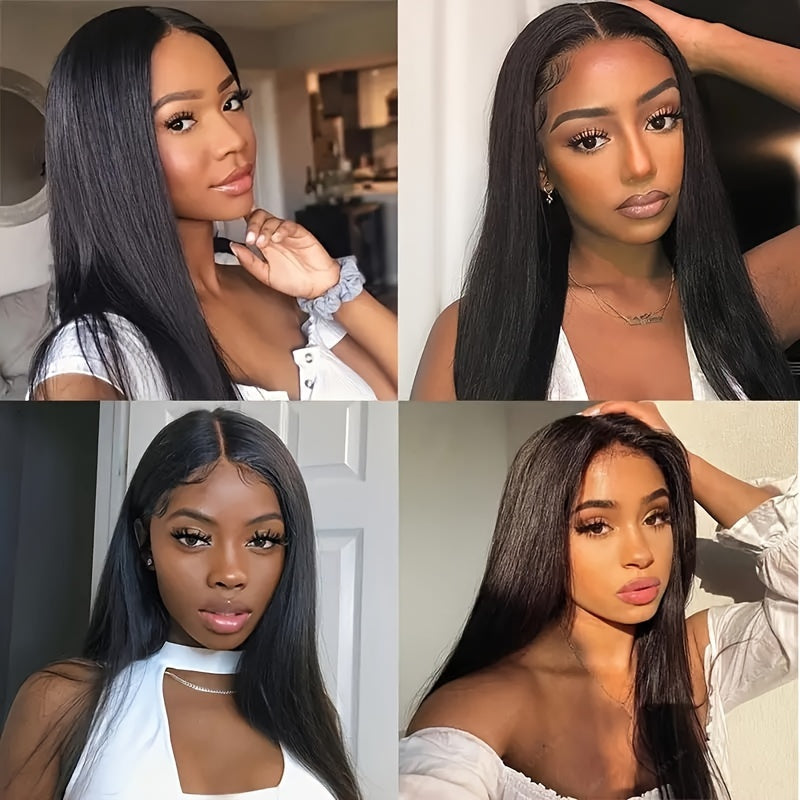 8 Pieces Straight Real Human Hair Clip In Hair Extensions | Remy Brazilian Black Human Hair | Double Wefted Clip In Hair Extension