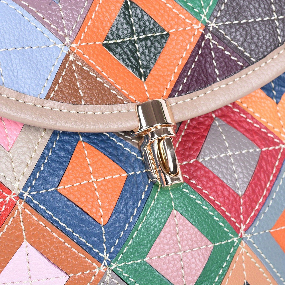 New Genuine Leather Women's bag with cowhide colored casual bag cover for Women's one-shoulder crossbody fashionable small square bag