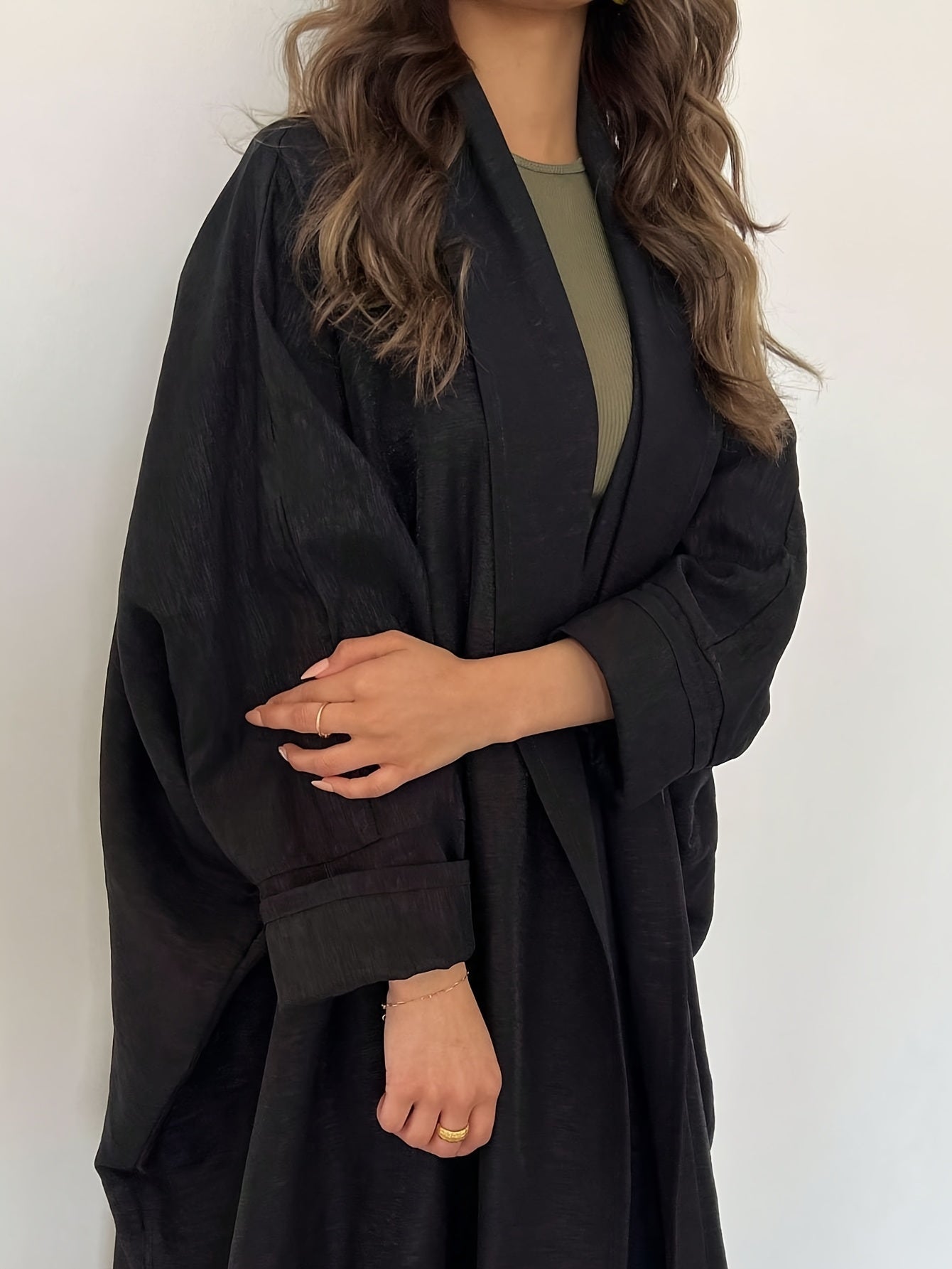 1pc Middle Eastern Women's Elegant Long Sleeve Arabic Abaya - Loose Fit H-Line Long Robe with Solid Color, Hand Wash/Dry Clean, All-Season Traditional Attire, Modest Fashion | Flowing Garment