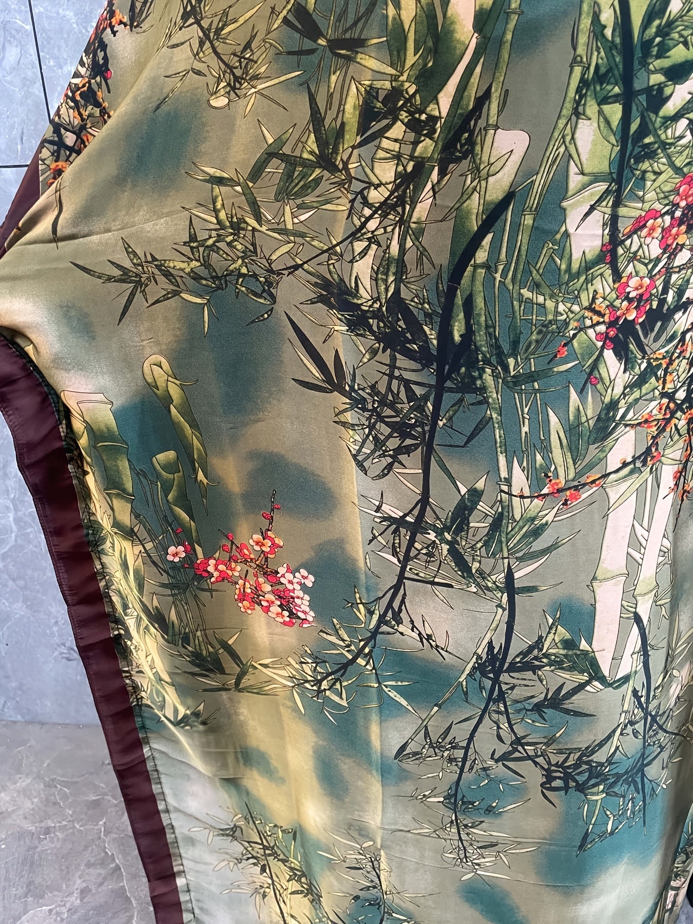 Elegant Plus Size Women's Batwing Sleeve Maxi Kaftan Abaya | All-Over Floral Print, Flowy Loose Fit, Breathable Lightweight Fabric, H-Line Silhouette for Beach, Summer