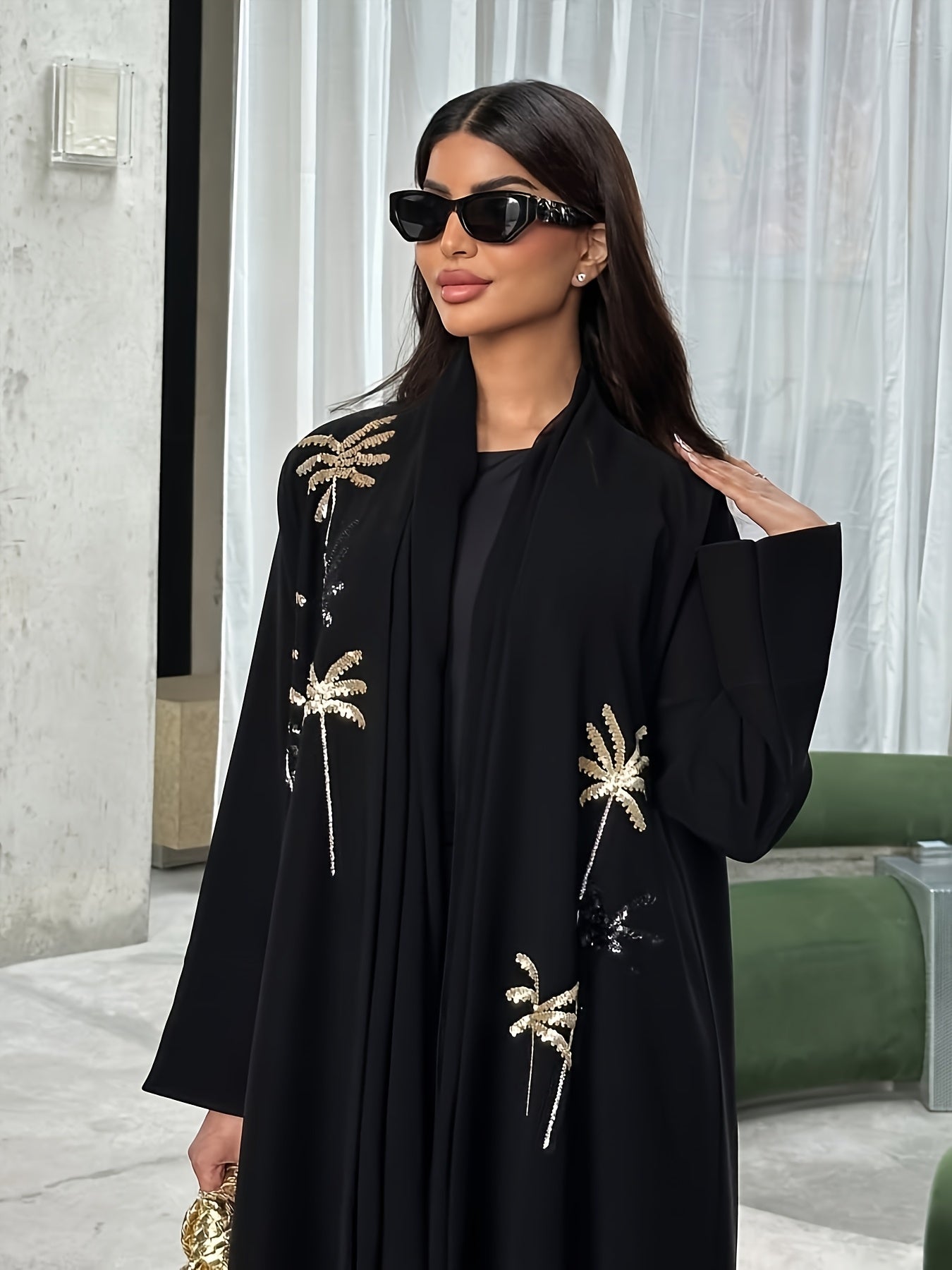 New Hot Middle Eastern Muslim Women's Kaftan Abaya: Black Turkish-Style Elegant Long Dress with Beadwork, Ethnic Party Evening Gown for Ladies
