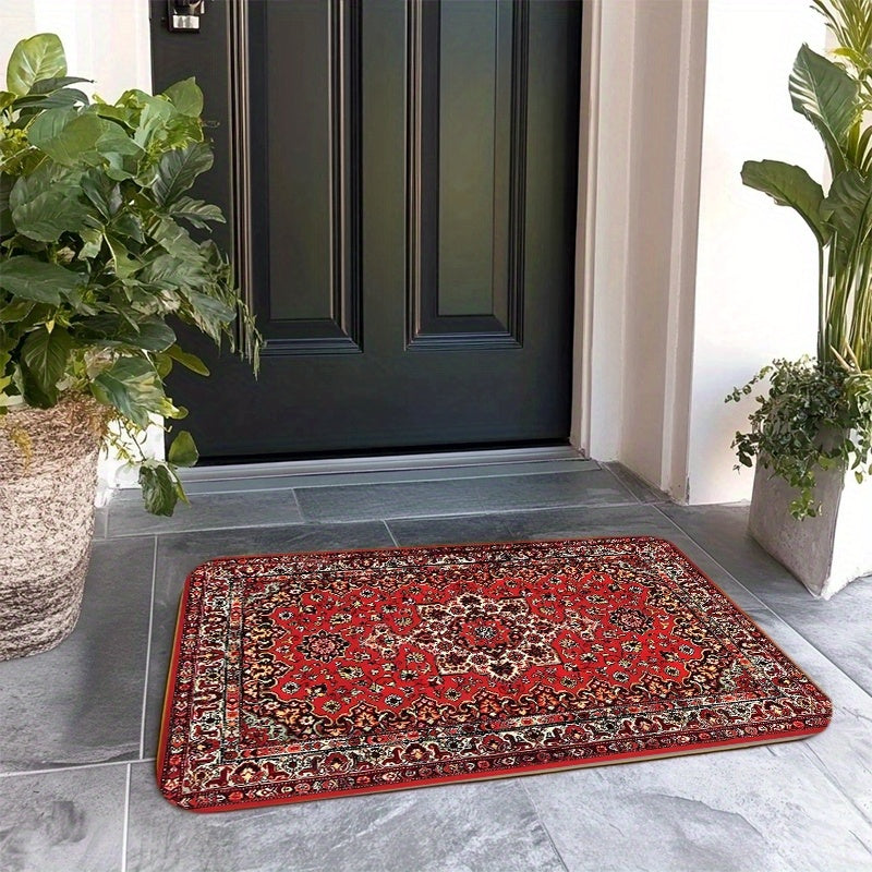 Traditional Persian Mat, Flannel, Washable Floor Mats, Soft And Non-slip, Door Floor Mat, Bathroom Floor Mat, Kitchen Floor Mat, Laundry Room, Bedroom, Living Room Mat, Low-fluff Door Mat, Indoor Door Carpet, Rugs