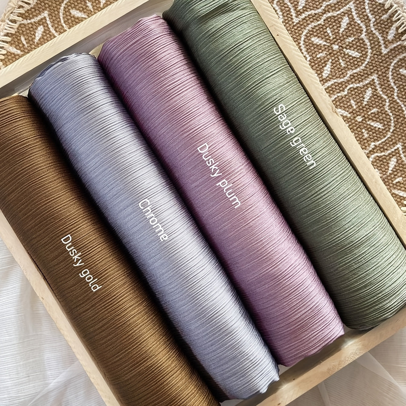 Ladies Elegant Solid Color Bamboo Woven Hijab Scarf | 4pcs/PC | Polyester | Hand Wash or Professional Dry Clean | for Ramadan | Elegant