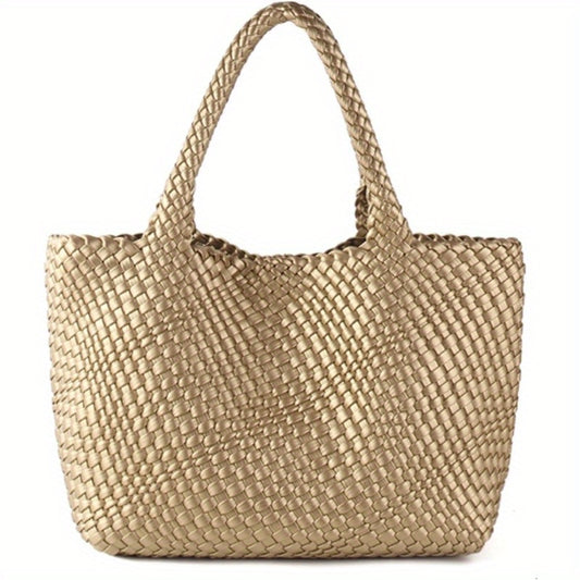 Woven Bag for Women Vegan Leather Handwoven Tote Bags with Purse Shopper Bag Large Shoulder bag