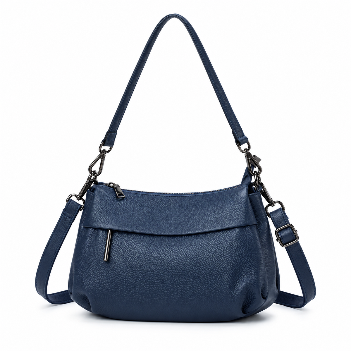 Navy Blue Textured Shoulder Crossbody Bag