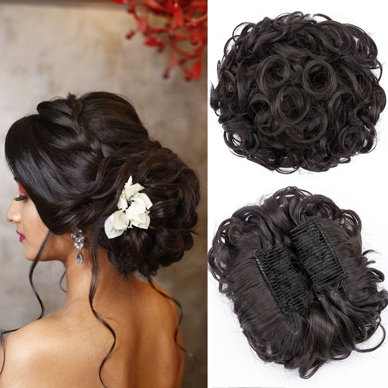 Curly Bun Extensions Scrunchie Combs In Messy Bun Hair Piece For Women