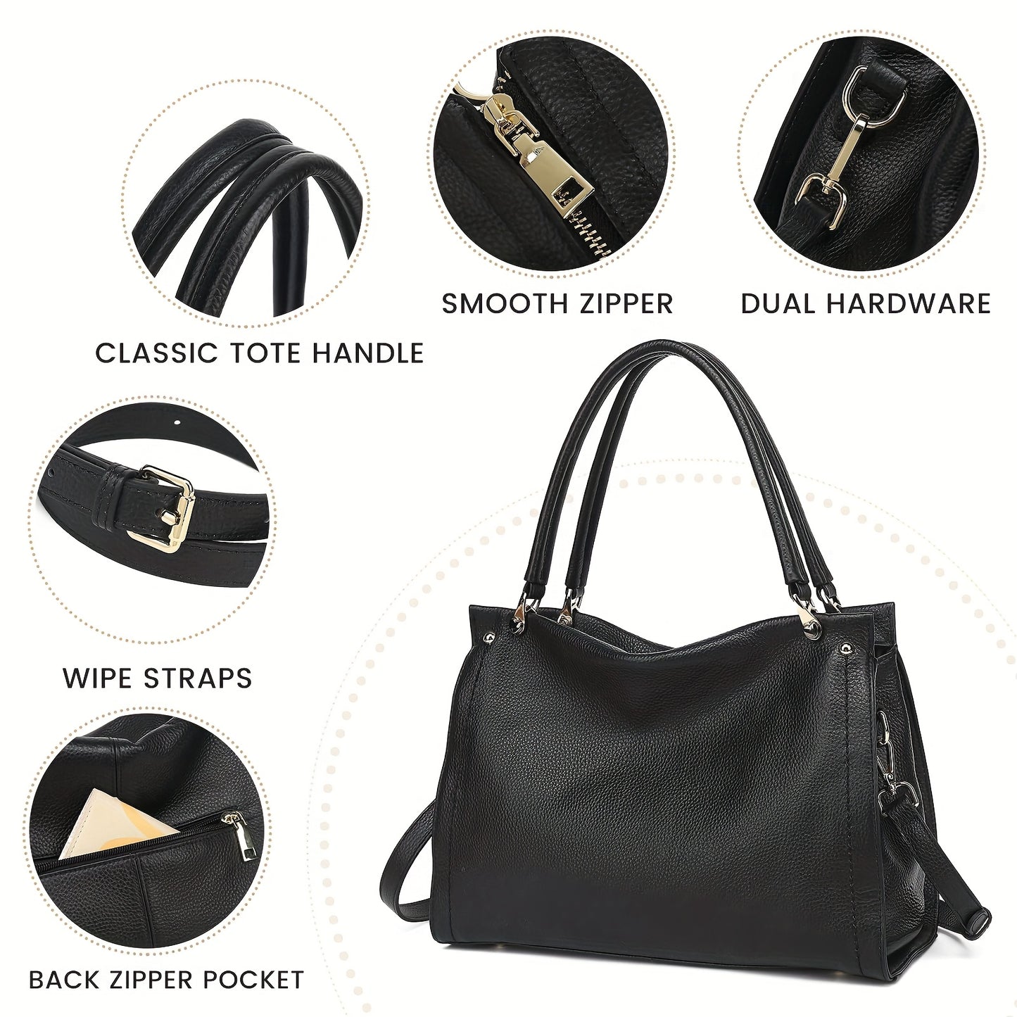Elegant Leather Handbag, Women's Tote Bag, Versatile Single Shoulder Sling Bag
