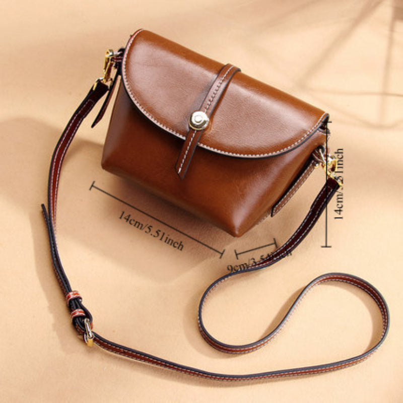 New Solid Color Leather Women's Saddle Bag, Simple And High-End Versatile Crossbody Bag, Leather Bag, Shoulder Bag for Women