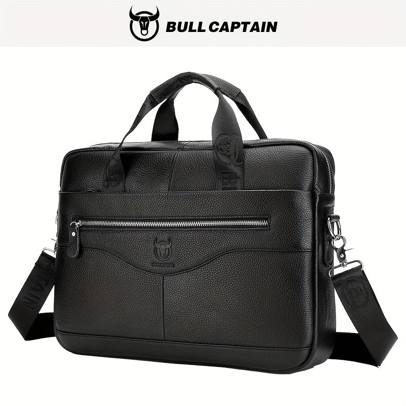 Men's Leather Multi-functional Briefcase Laptop Crossbody Bag, Men's Professional Business Bags For Work