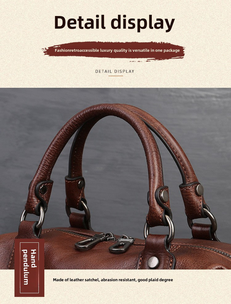 Women's Genuine Leather Crossbody Bag - Adjustable Wide Strap, Large Capacity Vintage Tote & Shoulder Bag