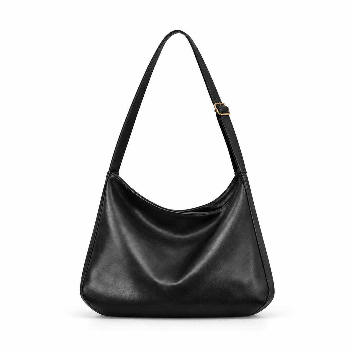 Elegant Black Slouchy Adjustable Crossbody Bag
