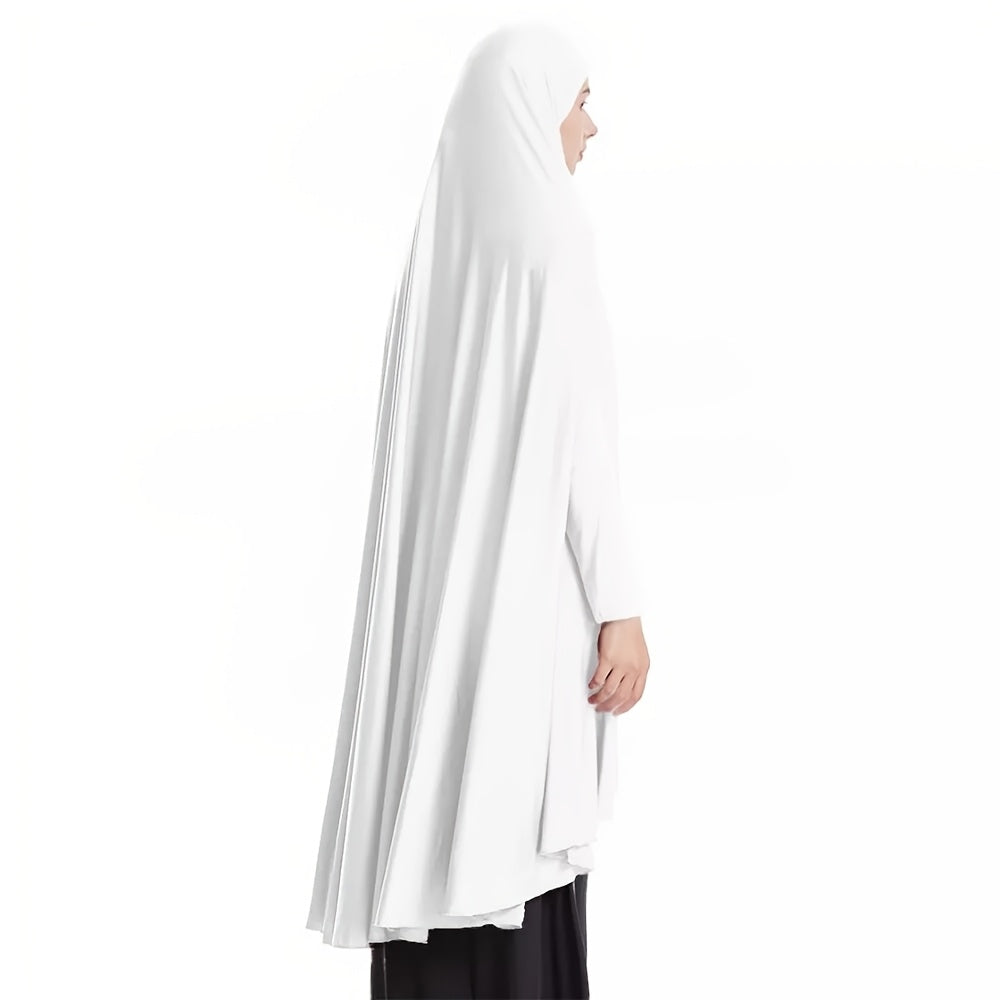 Women's Navy Blue Sleeveless Robe-Style Headscarf - Classic Loose Fit Breathable Jibab Abaya, Machine Washable Versatile Cover-Up for Casual & Formal Outings, Hijab Accessories, Modest Apparel, Decorative Pin Feature, Smooth Texture