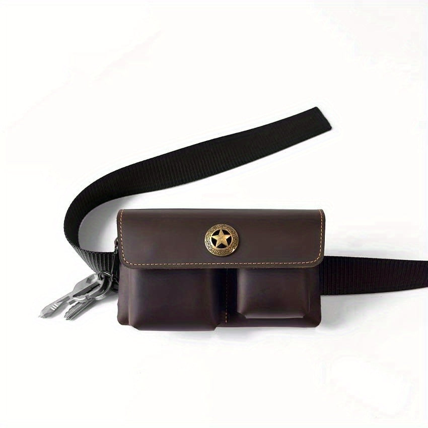 Men's Genuine Leather Belt Bag Multi-function Storage Bag For Keys, Mobile Phones, Tissues, Chargers, Multi-pocket Waist Bag
