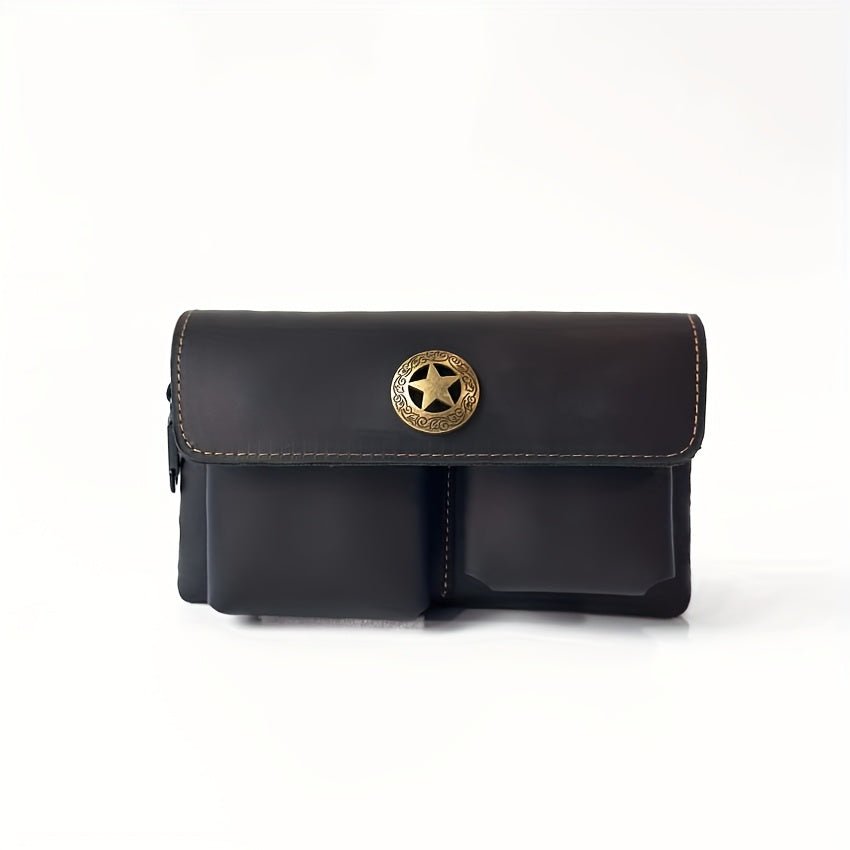 Men's Genuine Leather Belt Bag Multi-function Storage Bag For Keys, Mobile Phones, Tissues, Chargers, Multi-pocket Waist Bag