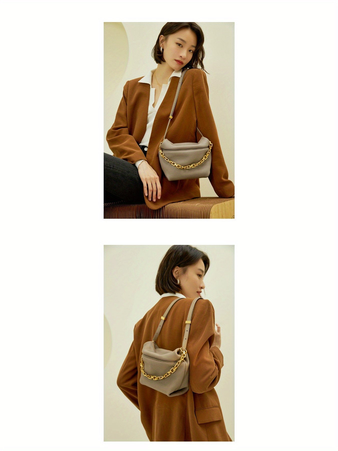 2025 New Women's Bag, Leather Crossbody Pleated Cloud Messenger Bag, Fashionable Chain Dumpling Bag, Single Shoulder Crossbody Bag