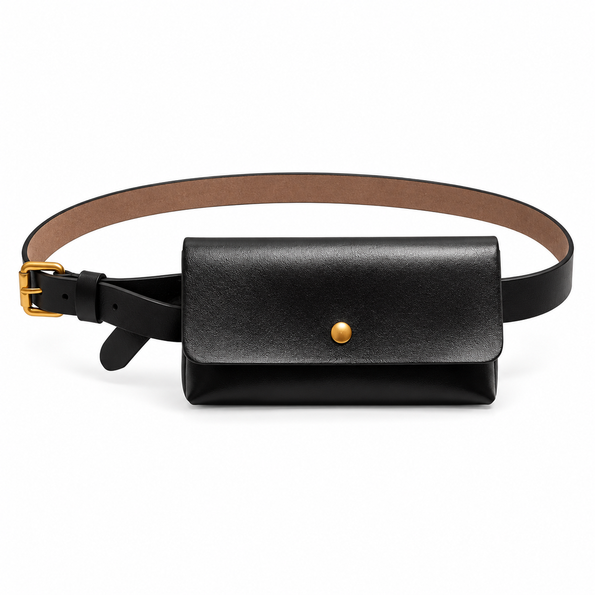 Classic Black Waist Bag With Belt