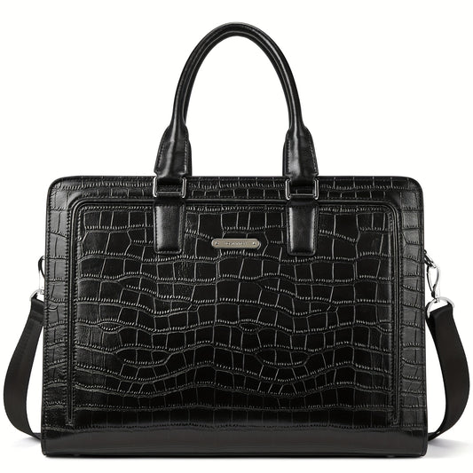 Women Genuine Leather Laptop Tote Business Vintage Handbag 15.6" Laptop Shoulder Bag