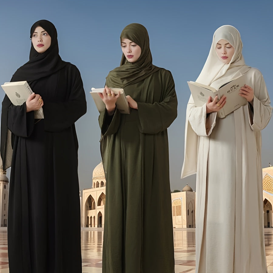 3pcs set of underwear, outerwear and belt for Muslim Women's Ramadan prayer dress,Arabic long robe in summer, thin style, breathable and comfortable elastic loose Abaya Arab Eid al-Fitr ladies abaya