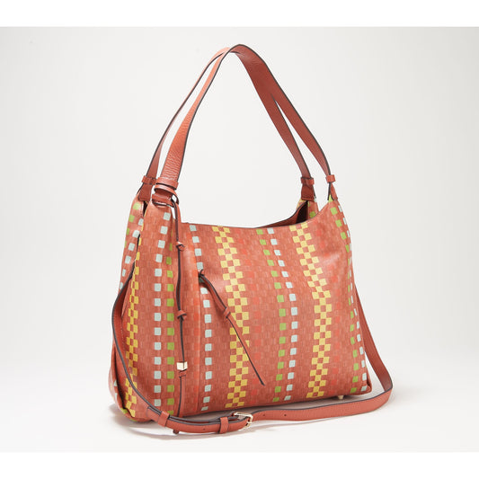 Convertible Leather Tote Bag Double handles with soft knotting details, adjustable and detachable crossbody strap, front vertical zip pocket