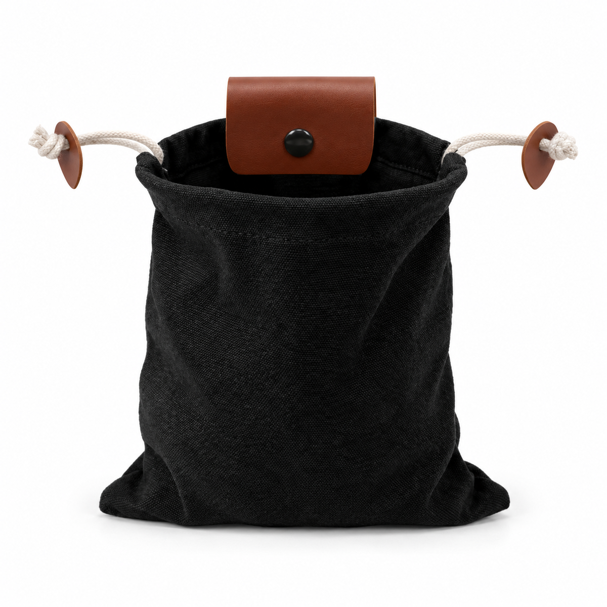 Black Waist Belt Pouch Brown Accents