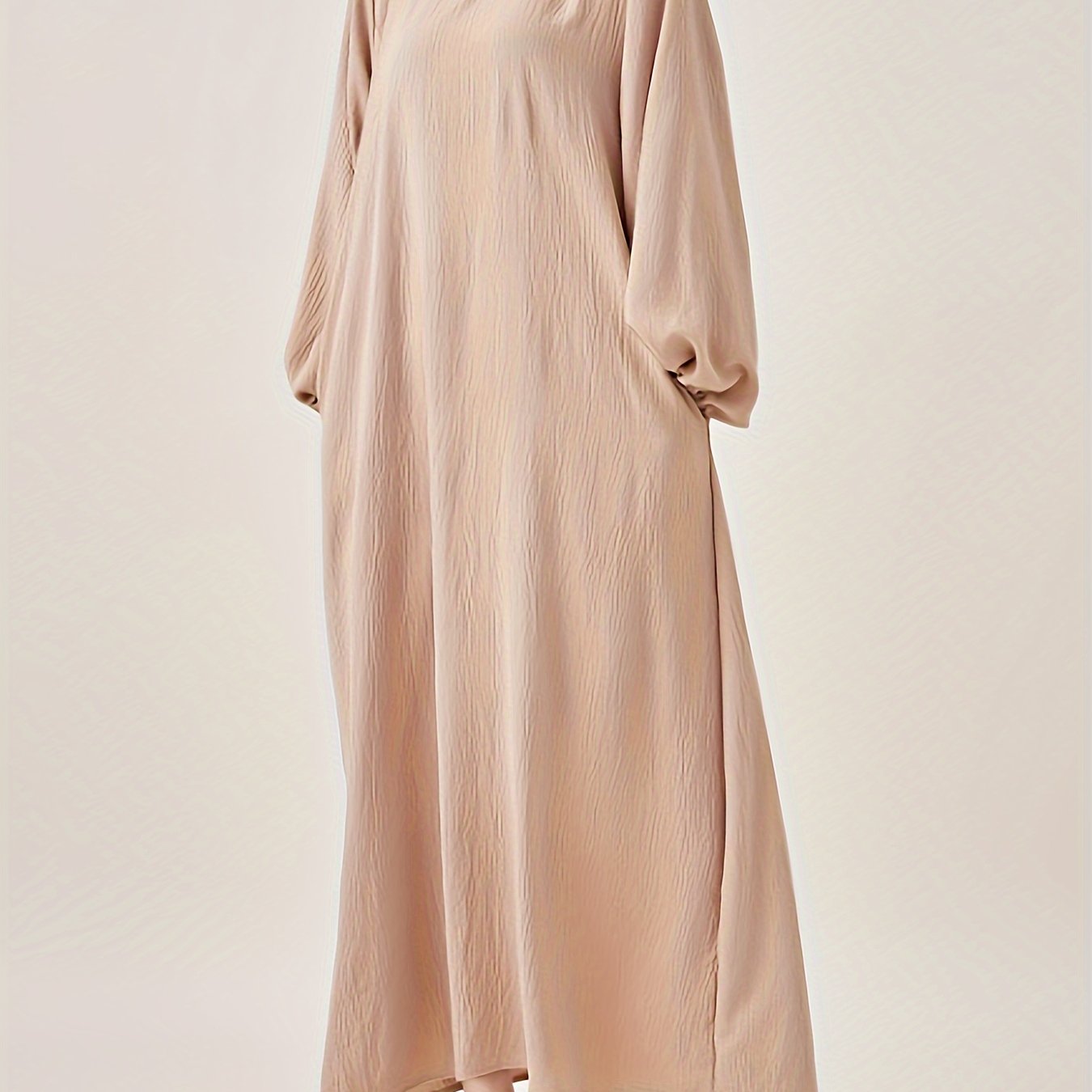 Polyester Muslim Pakistani Abaya - Comfortable, Casual, Solid Color with Bubble Pleats, Elastic Cuffs, Flowy Hem, Machine Washable