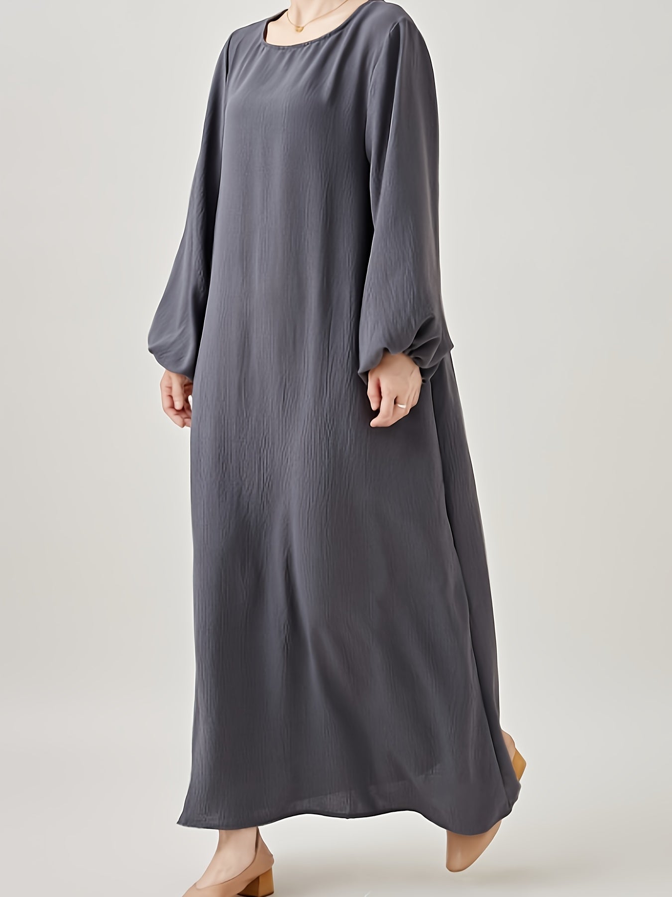 Polyester Muslim Pakistani Abaya - Comfortable, Casual, Solid Color with Bubble Pleats, Elastic Cuffs, Flowy Hem, Machine Washable