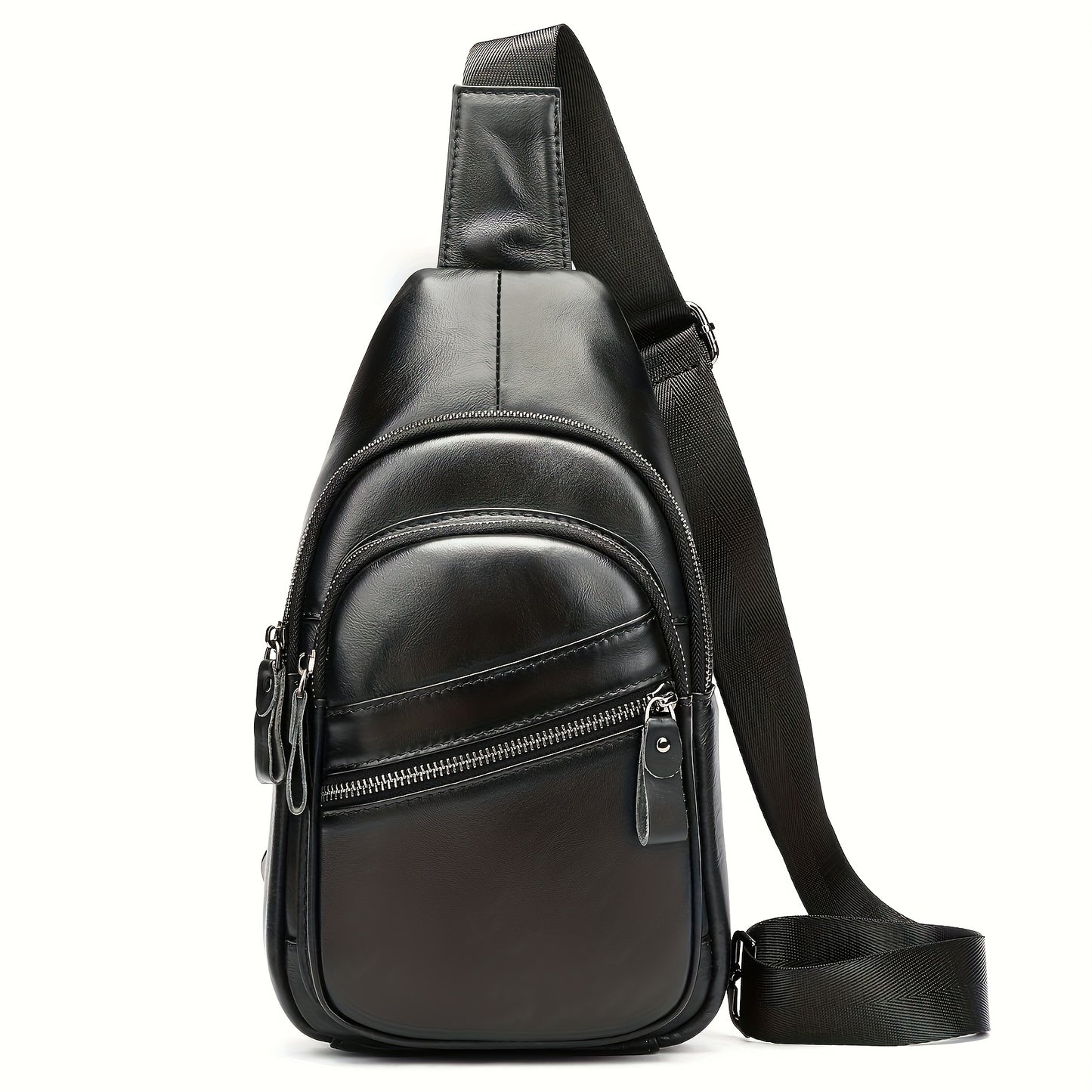 Genuine Leather Men Crossbody Bag, Daily Commute Sling Messenger Bags, Large Capacity Shoulder Bags For 7.9inch Tabelt