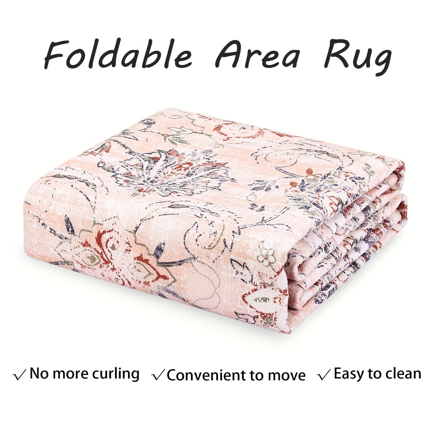 Vintage Floral Rug Washable Area Rug Distressed Entryway Rug Doormat Foldable Indoor Rug Doormat Non-Slip Rug Home Decor Rug For Living Room Bedroom Kitchen Laundry Room Entryway