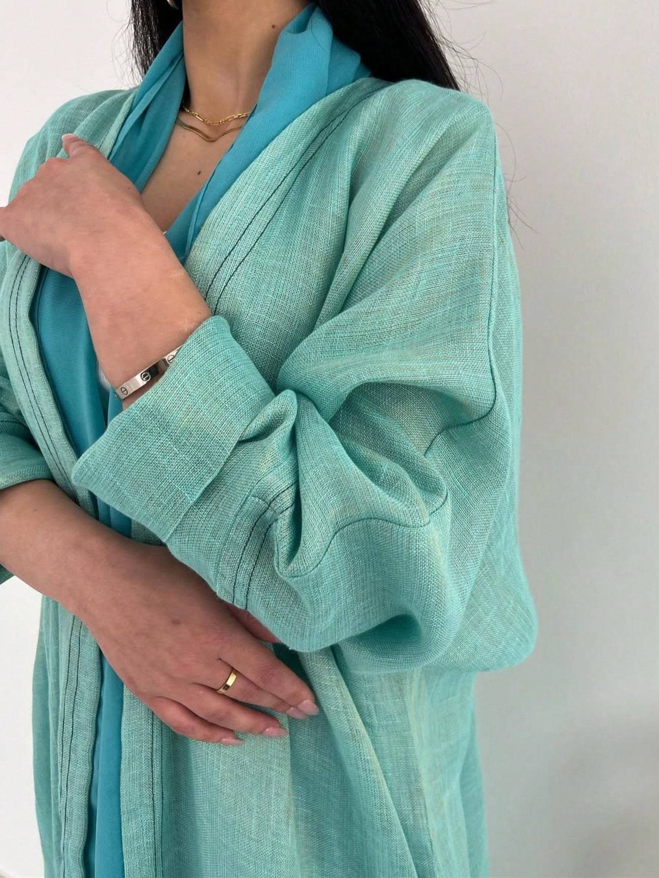 1pc Middle Eastern Women's Elegant Long Sleeve Arabic Abaya - Loose Fit H-Line Long Robe with Solid Color, Hand Wash/Dry Clean, All-Season Traditional Attire, Modest Fashion | Flowing Garment