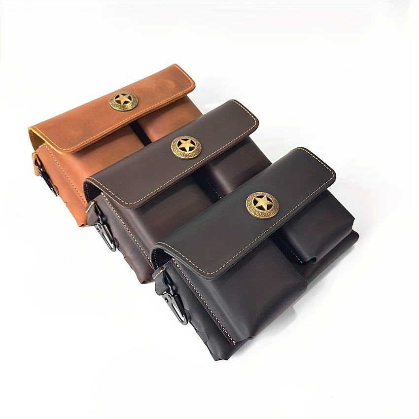 Men's Genuine Leather Belt Bag Multi-function Storage Bag For Keys, Mobile Phones, Tissues, Chargers, Multi-pocket Waist Bag
