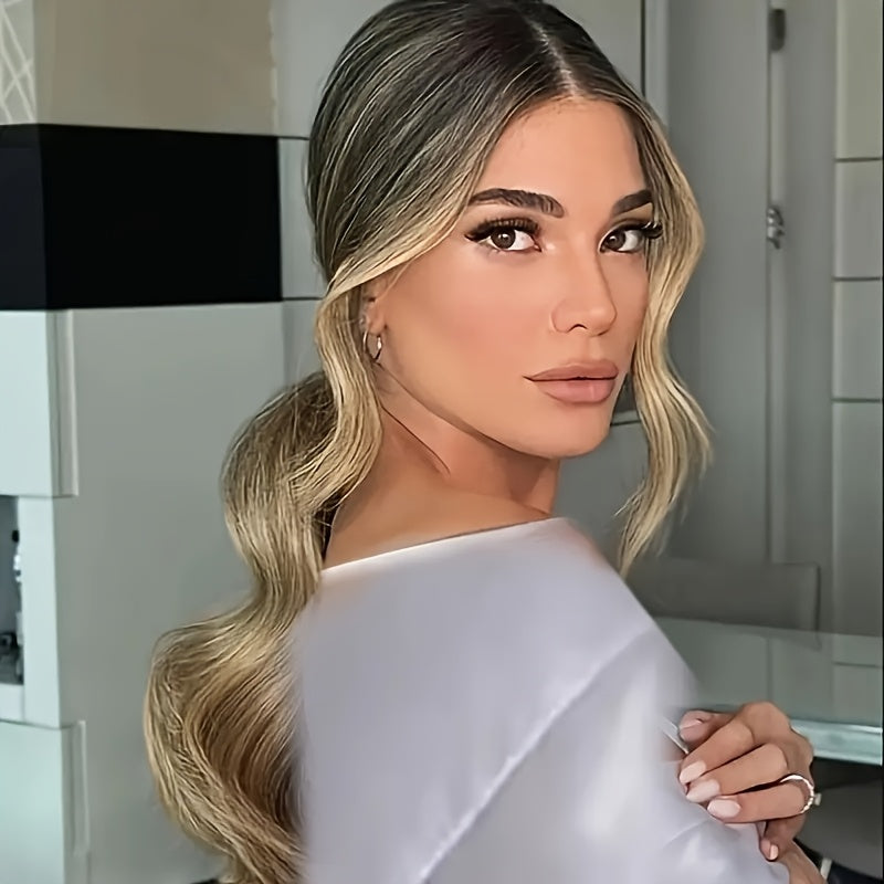 2pcs Cool Light Blonde Wavy Curly Long Side Clip-In Bangs