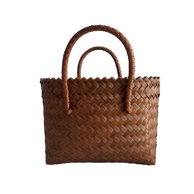 One Piece, Hand-Woven Handbag Handheld Versatile Women's Bag, Suitable for Vacation, Imitation Rattan Design, Tote Bag Style