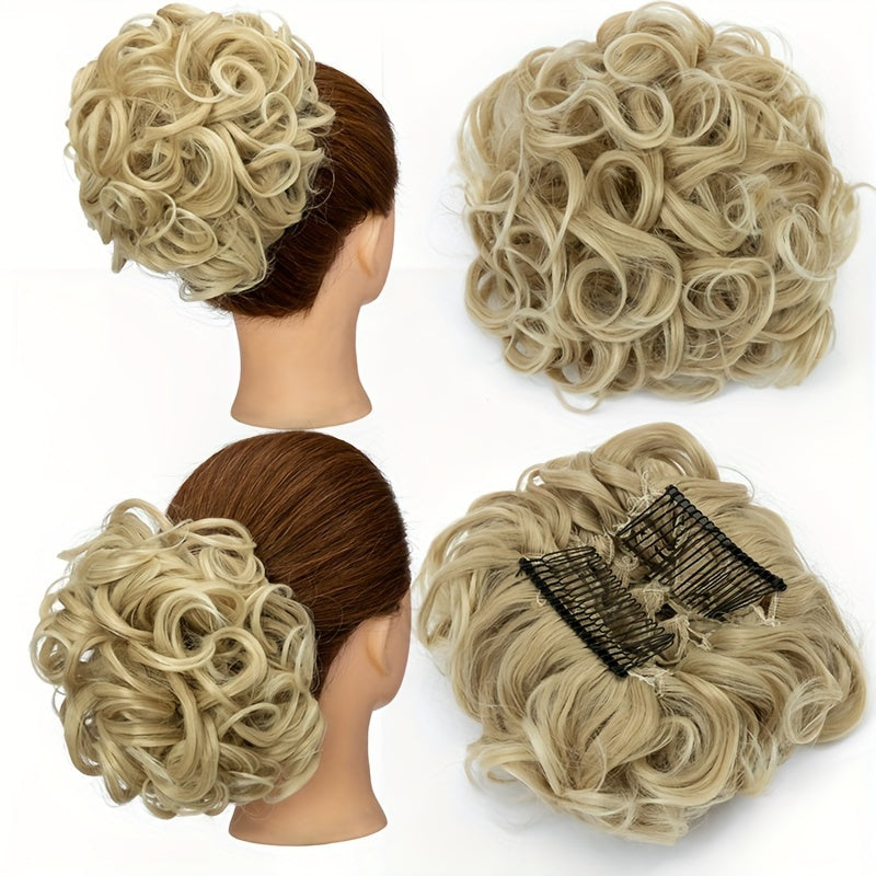 Curly Bun Extensions Scrunchie Combs In Messy Bun Hair Piece For Women