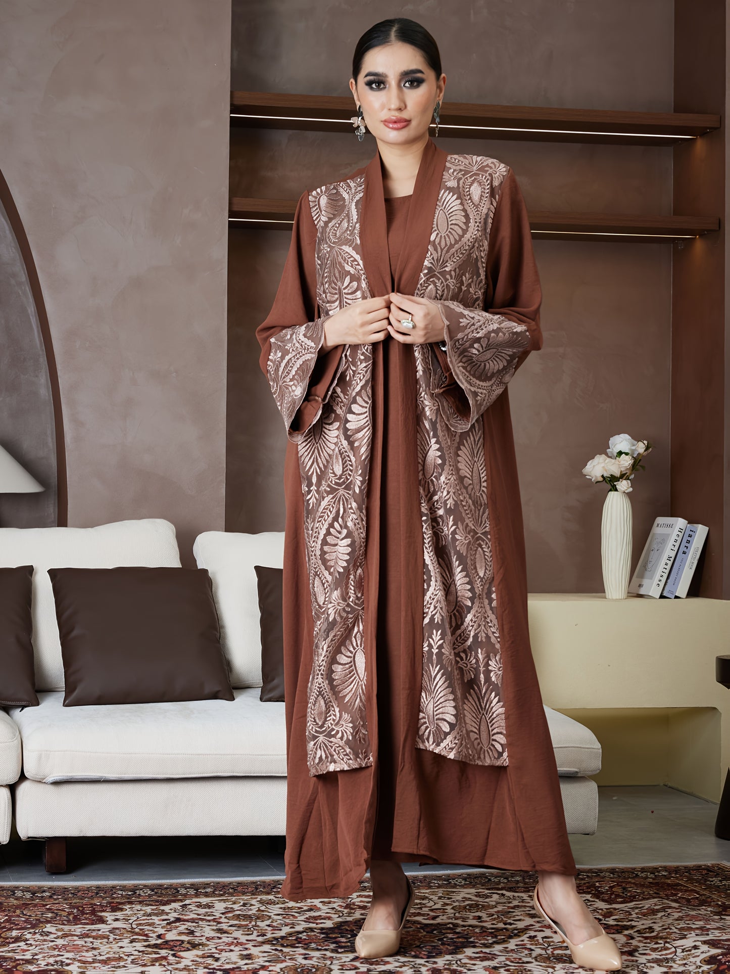 New Abaya for Ramadan, Middle Eastern Arabic Robe, Saudi Arabia, Turkish Muslim Women'S Floral Dress with Comfortable Breathable Fabric, High-End Fashion Paisley Pattern